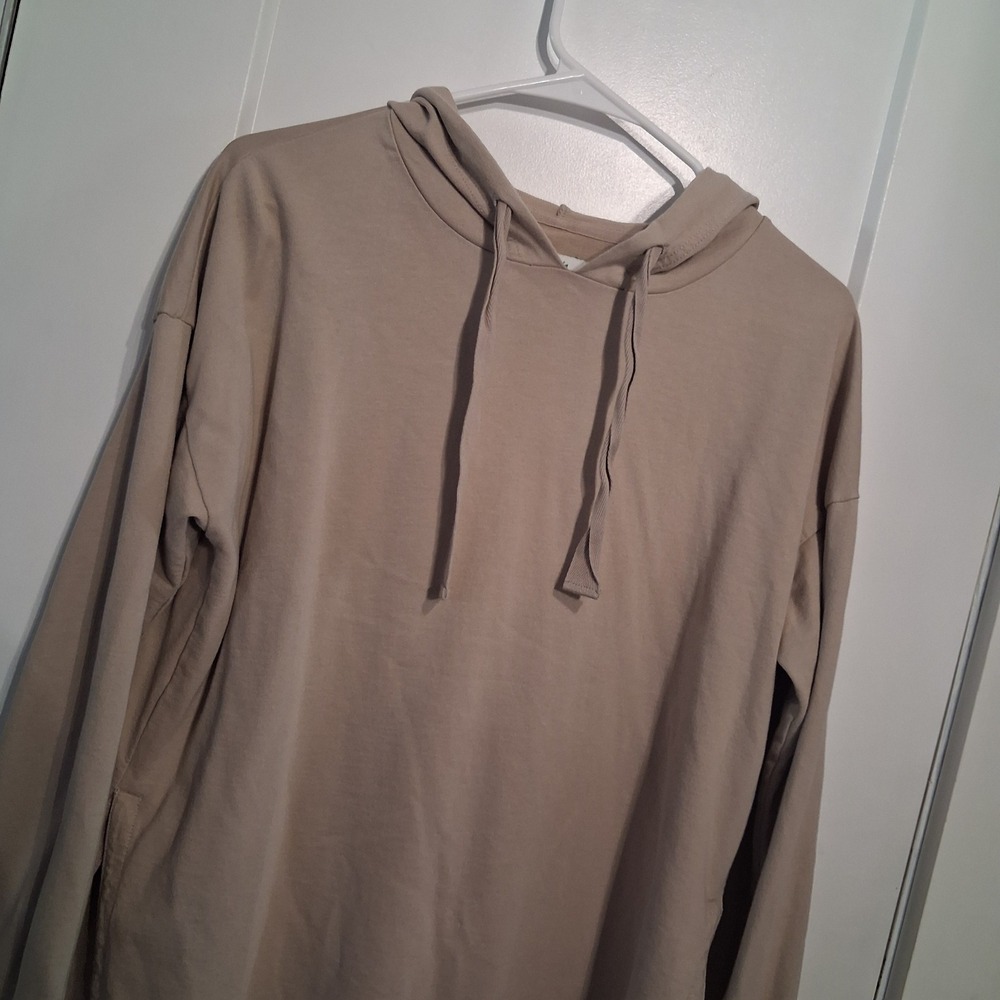 Aerie Hoodie Women XS Tan Side Slit Pullover Cotton Casual Loungewear Basic